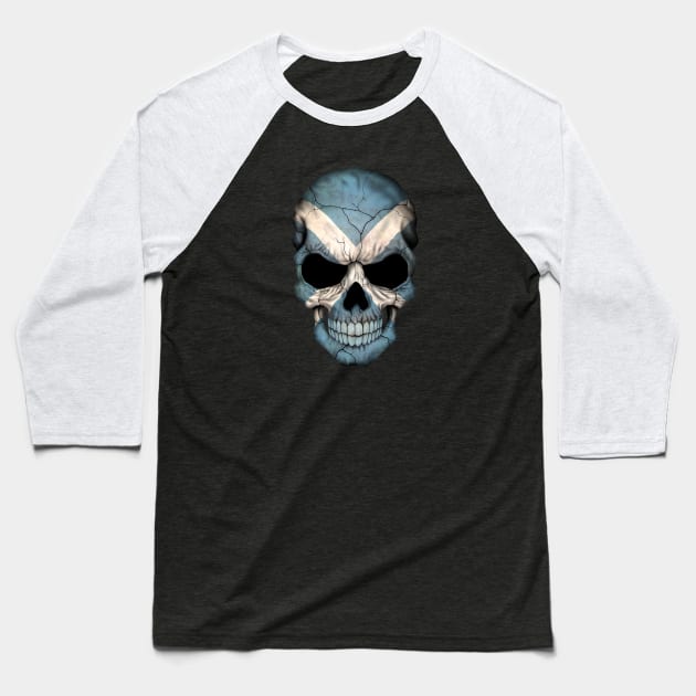 Scottish Flag Skull Baseball T-Shirt by jeffbartels